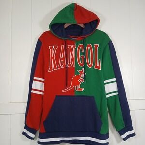 Kangol Hoodie Colorblock Logo Spellout Pullover Men's Medium Streetwear LS